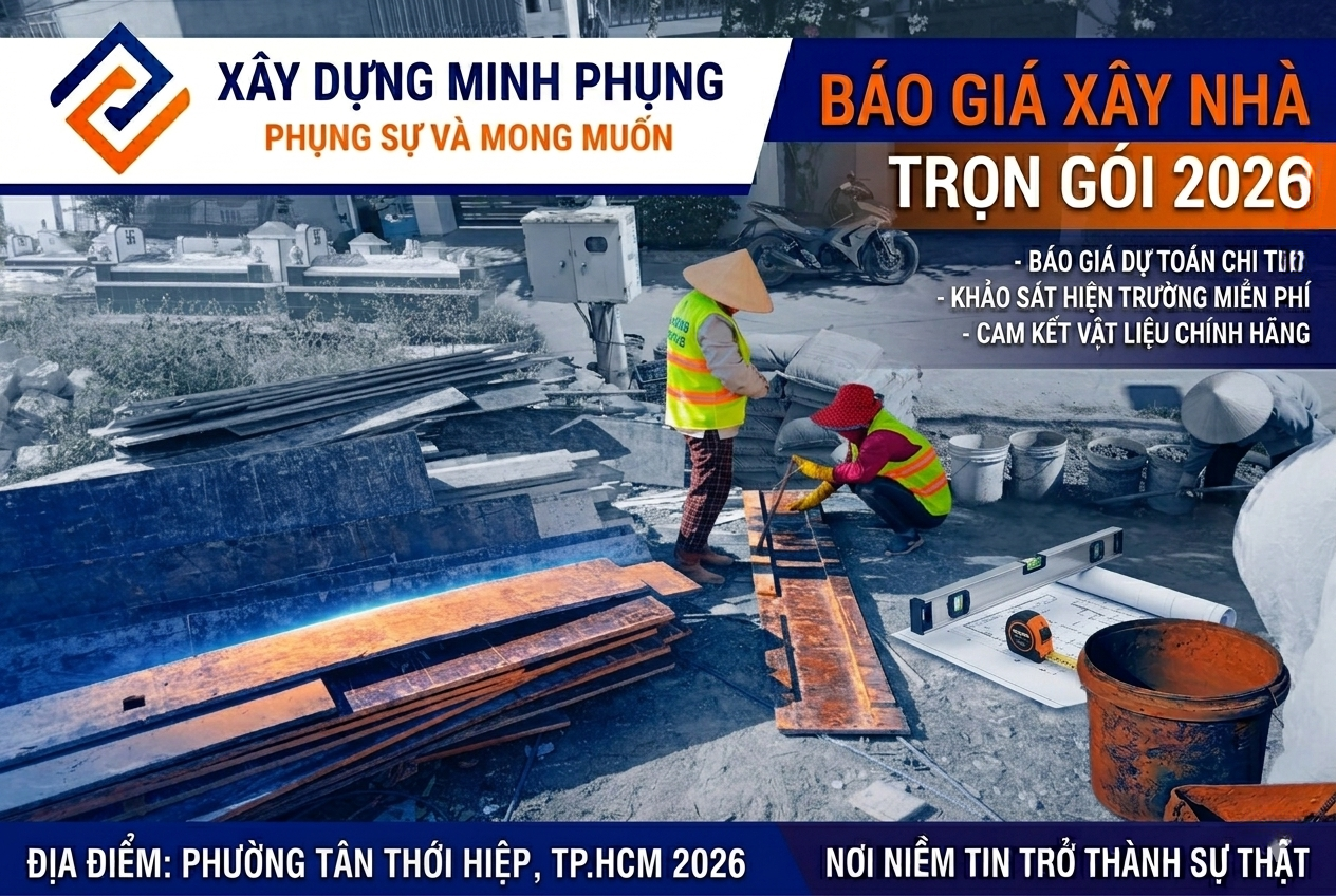 Báo Giá Xây Nhà Trọn Gói Phường Tân Thới Hiệp 2026 – Xây Nhà 1 Tỷ Chi Tiết