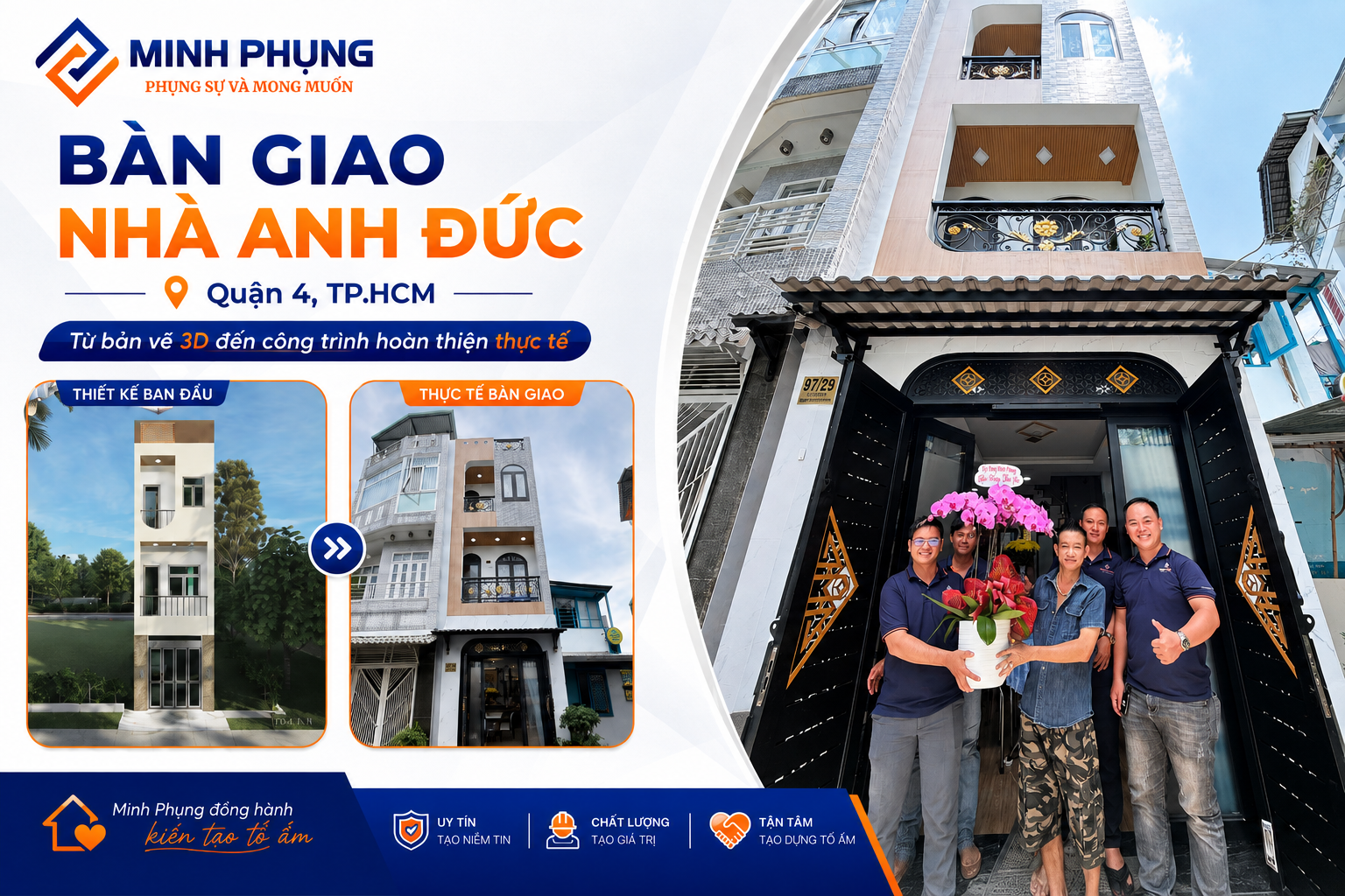 Bàn Giao Nhà Anh Đức Quận 4 – Từ Thiết Kế 3D Đến Công Trình Thực Tế