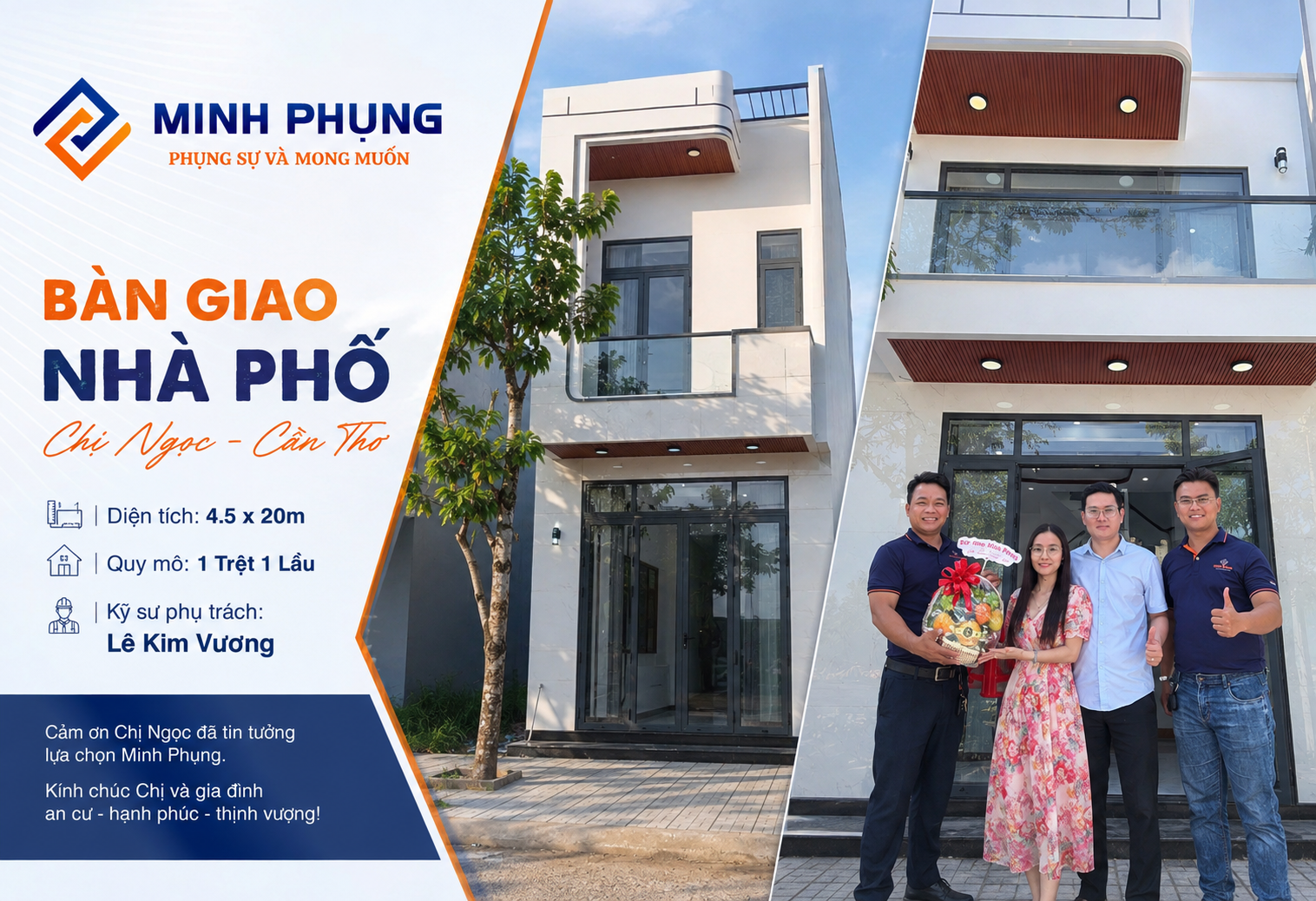 BÀN GIAO NHÀ 1 TRỆT 1 LẦU – CHỊ NGỌC | CẦN THƠ