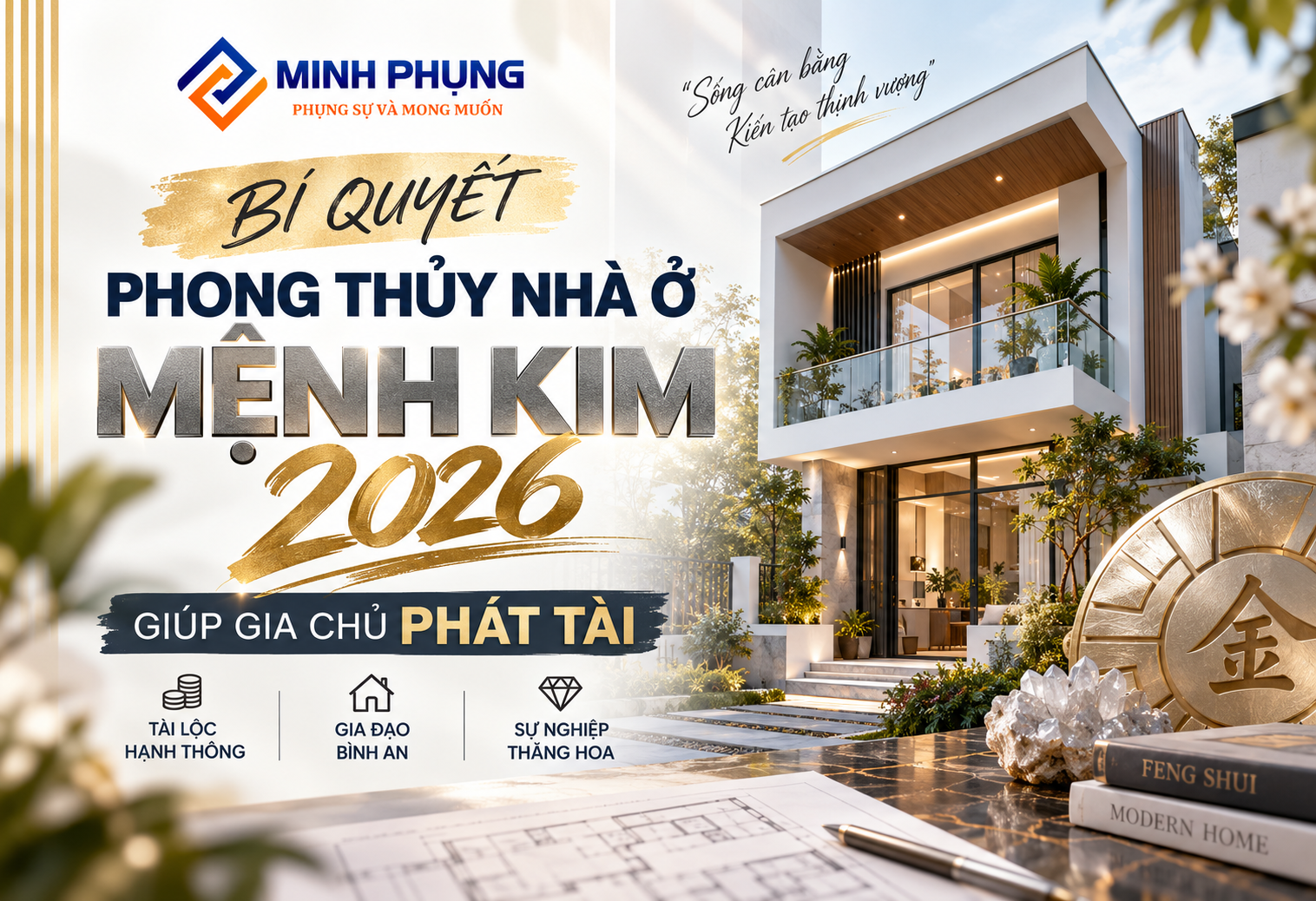 Nhà ở mệnh Kim năm 2026: Cách bố trí chuẩn phong thủy đón tài lộc